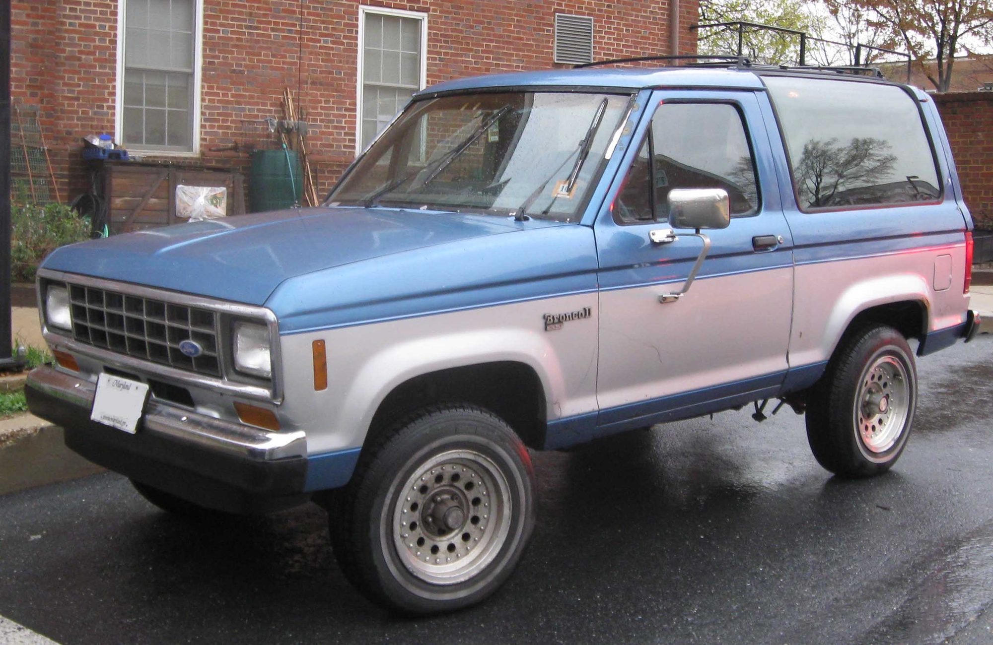 Blue-and-silver early Bronco II, front-left view; exact model year not established